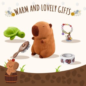 BEIMENWAI Capybara Plush Gifts for Girls 4 5 6 7 8 9 10+ Years Old, Kids Cute Capybara Toys with Stuffed Animal/Keychain/Bag/Bath Towel/Hair Pins/Bracelet/Headband, Christmas Birthday Plush Toys Set