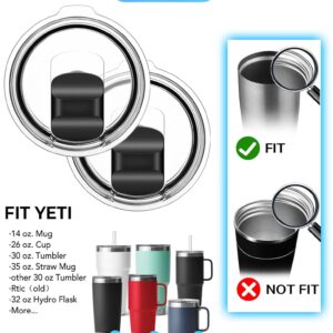 2PCS 30 oz Tumbler Lid for YETI, with 3 Black Magnetic Slider Replacement, Replacement Cup Lids Covers Compatible for YETI 30 oz Tumbler, 14 oz Mug and 35 oz Straw Mug