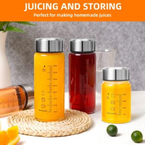 Glass Juice Bottles 12 oz - Wide Mouth Glass Water Bottles with Lids and Sleeve- for Juicing, Smoothies, Milk, Protein, Reusable, Stainless Steel Lids, Leak Proof, Shaker bottle (12oz/400ml)