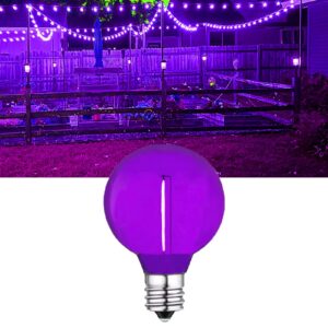 LRSUEYSKIN G40 Purple LED Replacement Bulb 1W Light Bulbs Shatterproof Waterproof LED Outdoor String Lights Decorative Night Light E12/C7 Candelabra Base for Wedding Patio Garden Yard,15 Pack(Purple)