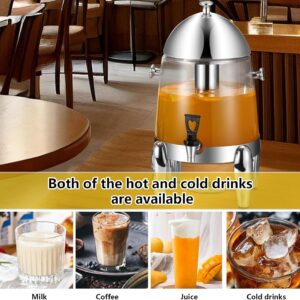 12L Stainless Steel Drinking Juice Dispenser Drink Dispensers with Spigot Hot Cold Beverage for Restaurant Hotel Bar Buffet Drink Container