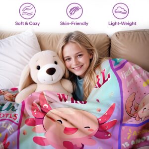 Axolotl Blanket, Axolotl Gifts, Gifts for Axolotl Lovers, Axolotl Gifts for Girls, Just a Girl Who Loves Axolotls, Salamander Gifts, Axolotl Stuff, Axolotl Throw Blanket on Birthday Christmas 50x60 IN