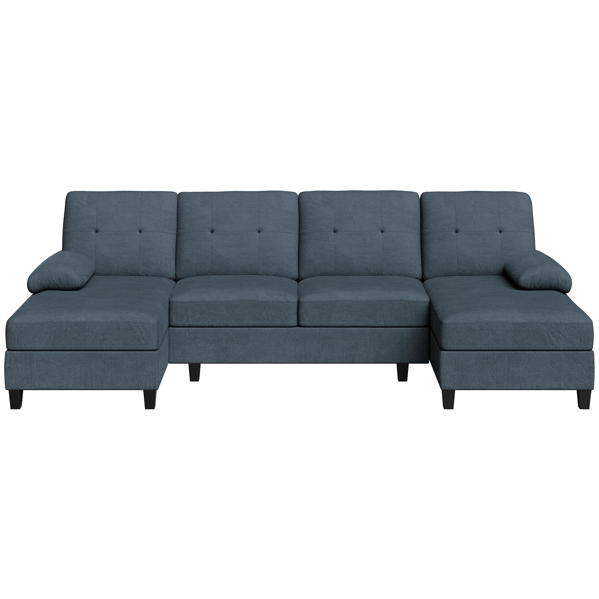 Meilocar Sectional Couches for Living Room, 4 Seat Sofa Set U-Shaped Couch with Wide Chaise, 106in Large Sofa Modern Fabric Couch with Oversized Seats (Grey)