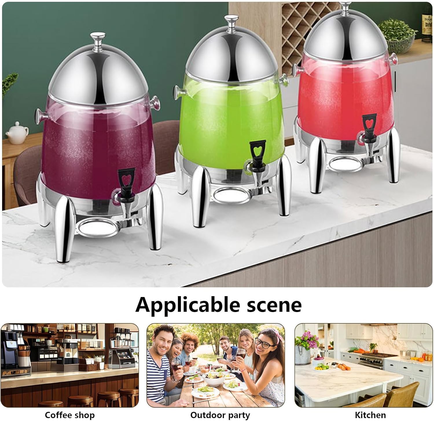 12L Stainless Steel Juice Dispenser Beverage Dispenser with Spigot Coffee Urn Hot Or Cold Drinks Dispenser for Parties Buffet Catering