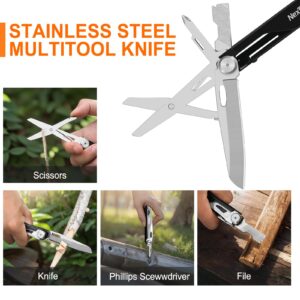 NexTool Multi Tool Pocket Knife, Folding Multitool Knife with Scissors, Screwdriver, Bottle Opener, 11 in 1 Multi-Tool One Hand Accessible with Safety Lokcing for Camping/Emergencies/EDC (Knight)