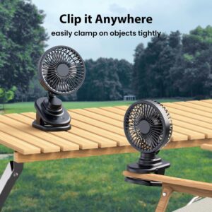 Portable Clip on Fan, 10000mAh Powerful 180° Oscillating Stroller Accessories, 4 Speeds ,Small Desk Fan, Personal Cooling Fan, Rechargeable Table Fan with Battery Operated, for Home Office Outdoor