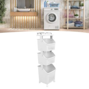 Rolling Laundry Basket Reinforced Clothes Storage Organizer with 4 Wheels for Home Kitchen Bathroom (3 Steps)