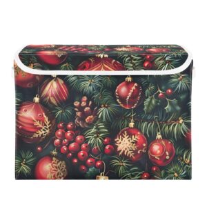 collapsible storage bin with lid pattern red green christmas closet organizer basket