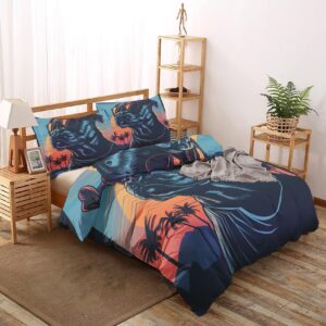 AopGlyvyr Pitbull Duvet Cover King Size, Cool Dog Comforter Cover, Palm Tree Bedding Set, Breathable Duvet Cover with Zipper Closure, 3 Pieces, 1 Soft Duvet Cover & 2 Pillowcase