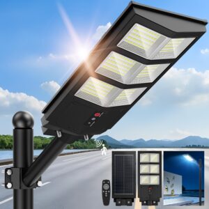 Sunwish 4200W Solar Parking Lot Lights and 2000W Wide Angle Solar Street Lights Outdoor Commercial Dusk to Dawn