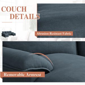 Meilocar Sectional Couches for Living Room, U Shaped Couch 110in Sectional Sofa, 4 Seat Large Sofa with Wide Chaise Lounge and Double Seating Cushions, Cloud Couch for Living Room (Grey)