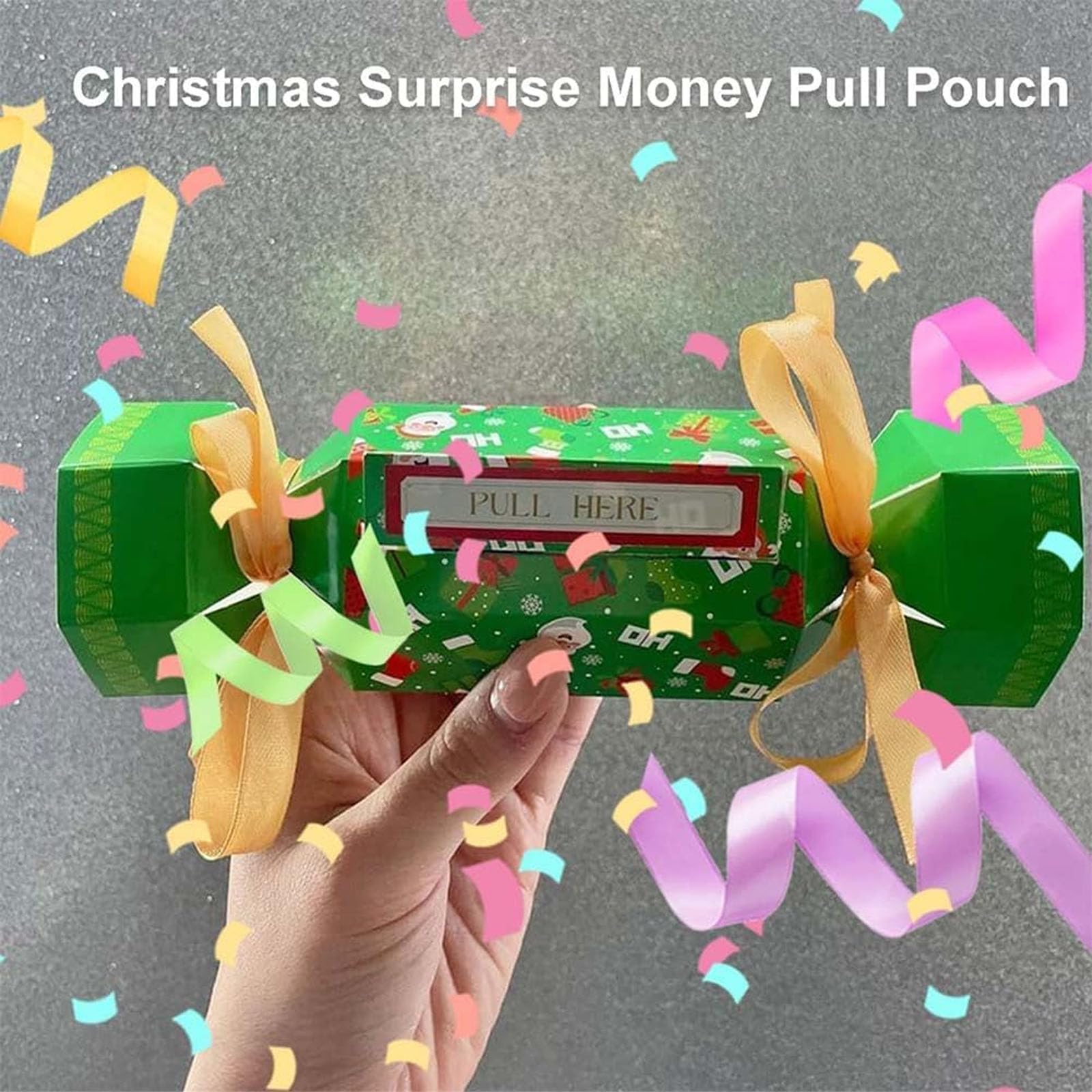 Christmas Surprise Money Pull Pouch, 4PCS Surprise Money Pull Pouch, Surprise Pull Out Money Gift Box, DIY Christmas Kit, Cash Gift Pouch, Christmas Party Gifts Money Box for Cash Pull (A)