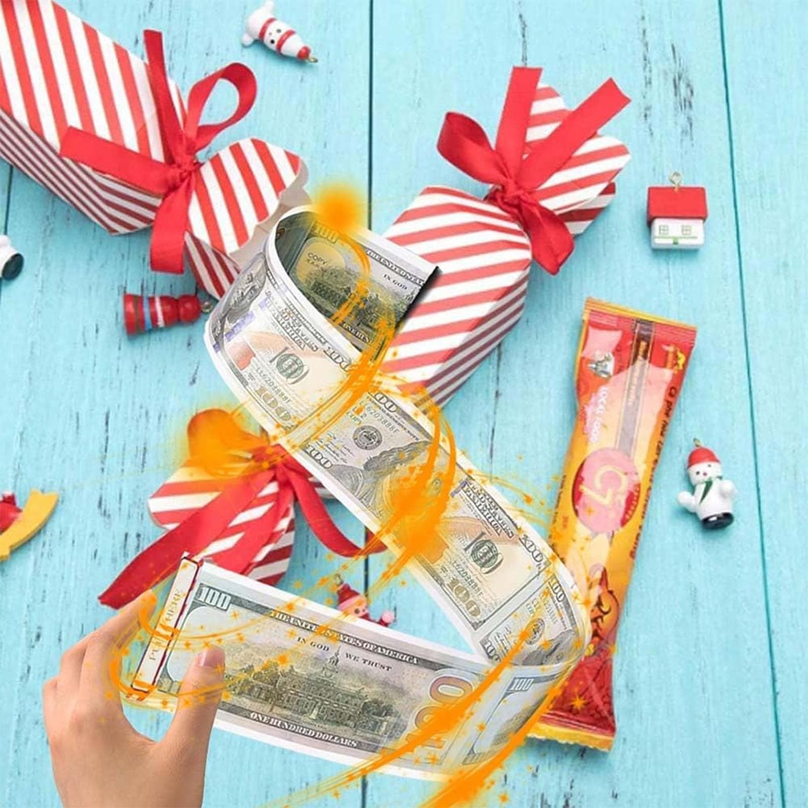 Christmas Surprise Money Pull Pouch, 4PCS Surprise Money Pull Pouch, Surprise Pull Out Money Gift Box, DIY Christmas Kit, Cash Gift Pouch, Christmas Party Gifts Money Box for Cash Pull (A)