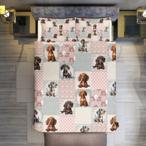 Dachshund Bedding Set Full Size Dachshund Comforter Cover Set for Teen Boys Super Soft Construction Sausage Dog Duvet Cover Set Bedroom Decor Twin Full Queen King Size Quilt Cover with 2 Pillowcase