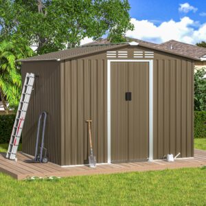 rwnnad 8'x6' outdoor metal storage shed waterproof, shed storage house with double doorknobs and air vents waterproof sheds cabinet for patio and outside