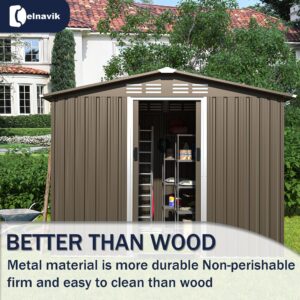 Rwnnad 8'X6' Outdoor Metal Storage Shed Waterproof, Shed Storage House with Double Doorknobs and Air Vents Waterproof Sheds Cabinet for Patio and Outside