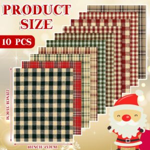 Hahafelt 10 Pcs Vintage Christmas Quilting Fabric 18 x 22 Inch Plaid Homespun Cotton Fabric Jelly Fabric Squares Lattice Rustic Precut Santa Claus Fabric Strips for Xmas Craft Sewing DIY