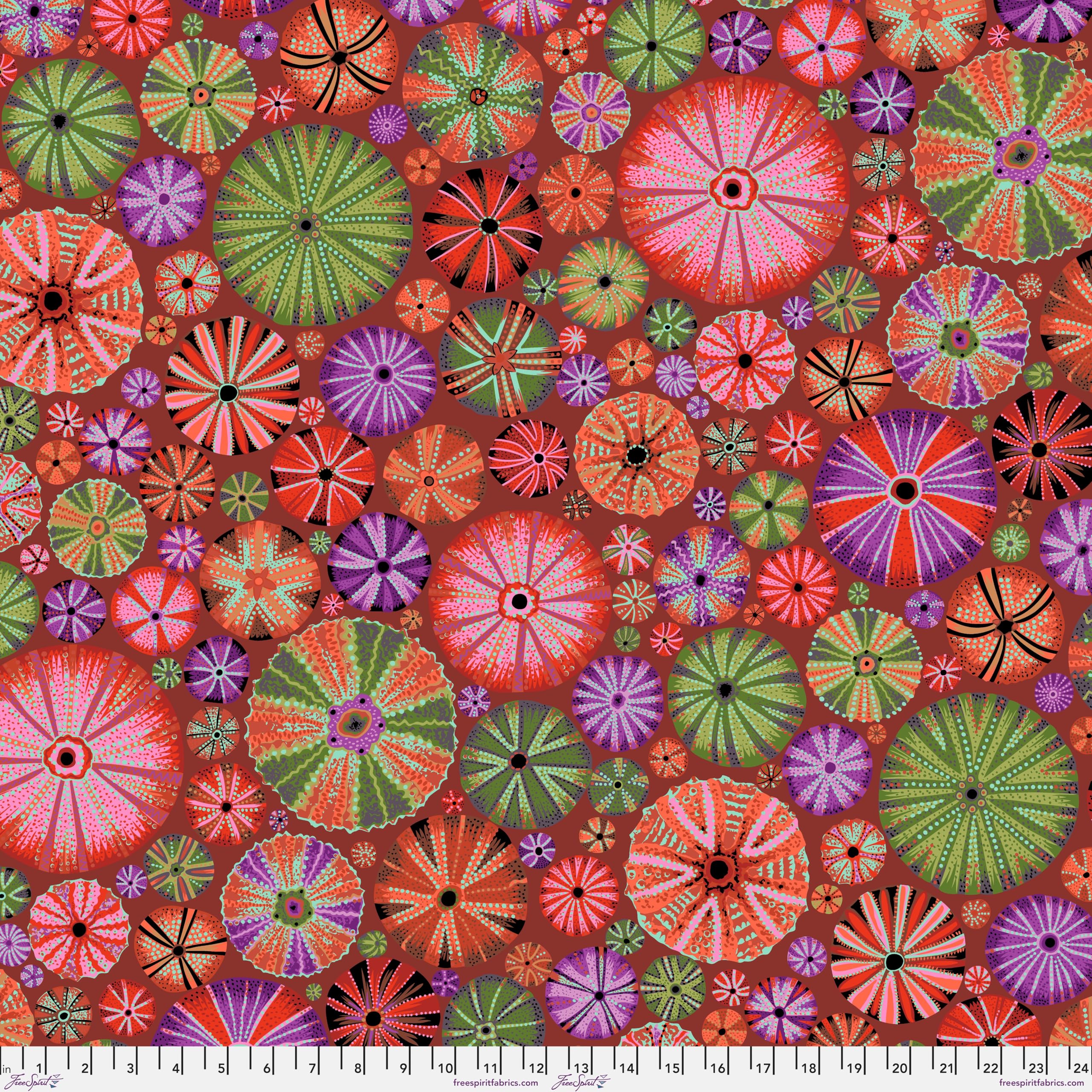 Urchins by Philip Jacobs for The Kaffe Fassett Collective | August 2024 | 100% Cotton Fabric by The 1/2 Yard (Red)