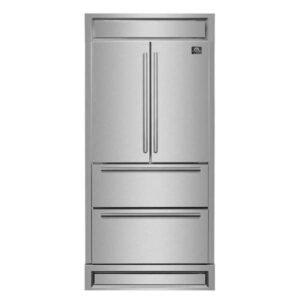 forno moena energy star refrigerator and freezer 19.2 cu.ft french door stainless steel freestanding fridge with ice maker (moena 40-inch with modern grill)