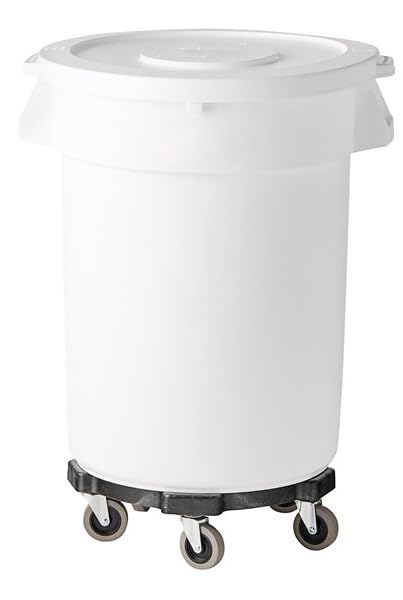 Commercial Round Trash Can Dolly with Wheels for 20, 32, 44, and 55 Gallon Trash cans Brut Trash Can Dollies with Wheels, HDPE Heavy-Duty Plastic Garbage Can Base Made in America. Pack of 2 (2)