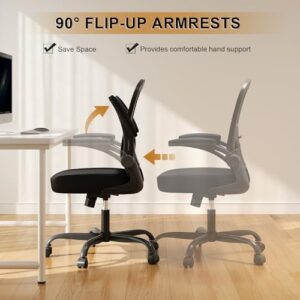 Office Chair, Ergonomic Desk Chairs 330LBS Capacity High Back Mesh Computer Chair with Flip-up Armrests, Comfy Work Chair with Adjustable Lumbar Support, Rolling Swivel Executive Task Chair Black