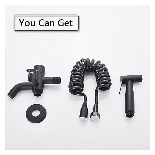 Matte Black Bathroom Bidet Faucet Wall Mount Lavatory Mop Cleaning Faucet Swivel Bath Spout Toilet Bidet Hot and Cold Mixing Faucet