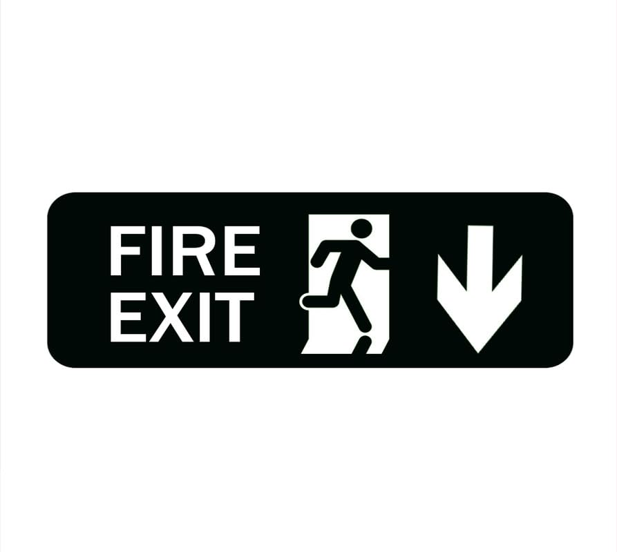 FZQDMT Fire Exit Sign For House, Strong Self-Adhesive Signs For Home, 10” X 3” Premium Durable Acrylic Sign For Door/Wall/Window