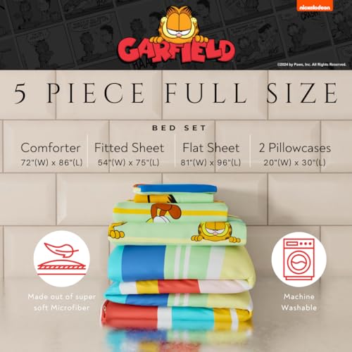 Franco Garfield Kids Bedding Super Soft Cozy Reversible Comforter and Sheet Set, 5 Piece Full Size, (Officially Licensed Product)