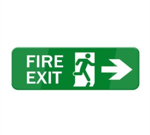 fzqdmt fire exit sign for house (with strong adhesive tape), 3" x 10" premium durable for home & office,acrylic signs for front door/wall/window, clear and easy to read