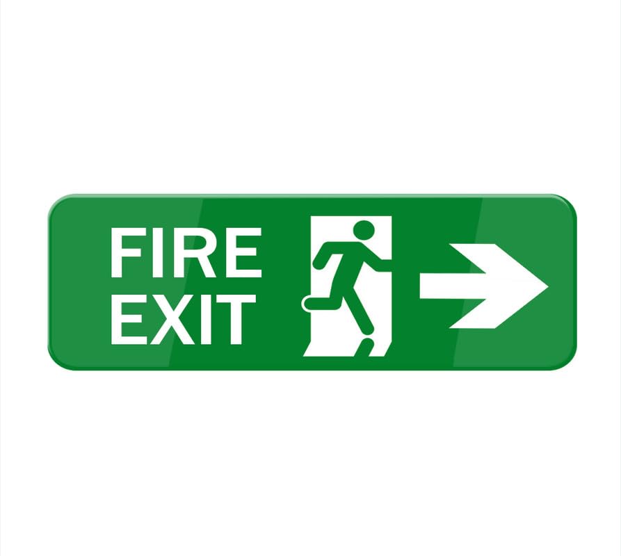 FZQDMT Fire Exit Sign For House (With Strong Adhesive Tape), 3" X 10" Premium Durable For Home & Office,Acrylic Signs For Front Door/Wall/Window, Clear And Easy To Read