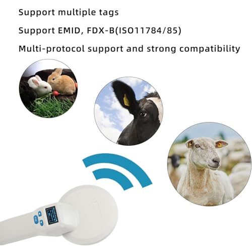 Pet Microchip Scanner, Animal Microchip Reader Animal Tag Scanner with Large OLED Display, Chip ID Scanner Long Reading Distance Animal Microchip Scanner for Pets Pigs Dogs Cats