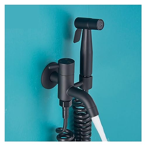 Matte Black Bathroom Bidet Faucet Wall Mount Lavatory Mop Cleaning Faucet Swivel Bath Spout Toilet Bidet Hot and Cold Mixing Faucet