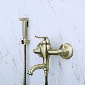 minjing hot and cold toilet bidet sprayer, hand held shower, antique bronze solid brass mixer valve faucet,b set