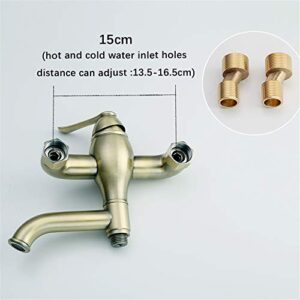 MINJING Hot and Cold Toilet Bidet Sprayer, Hand Held Shower, Antique Bronze Solid Brass Mixer Valve Faucet,B Set