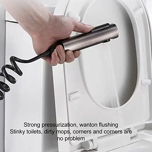 Handheld Toilet Bidet Sprayer, Stainless Steel Bidet Sprayer Adjustable Water Pressure Control Bidet Attachment with Hose Bracket