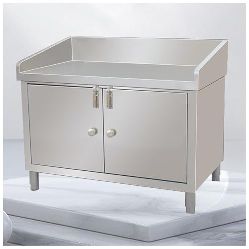 Multifunctional Workbench Stainless Steel Storage Cabinet Preparation Table Large Storage Space Heightened Enclosure Commercial All-in-one Storage Cabinet Kitchen Metal Table