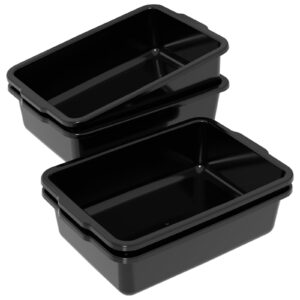 Nihenok 4 Pack Large Commercial Bus Boxes, 35 L Plastic Utility Bus Tote, Black