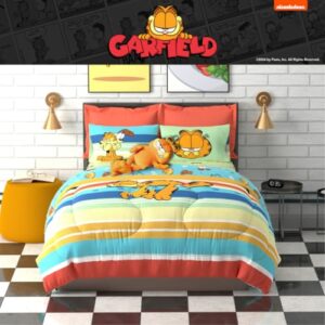 Franco Garfield Kids Bedding Super Soft Cozy Reversible Comforter and Sheet Set, 5 Piece Full Size, (Officially Licensed Product)