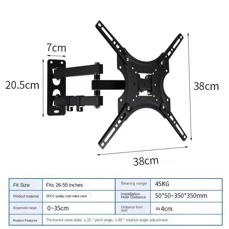 Full Motion TV Monitor Wall Mount Bracket, Articulating Arms Swivel Tilt Extension Rotation for Most 26-55 Inch LED LCD Flat Curved Screen TVs & Monitors, Max Hold up to 99lbs.