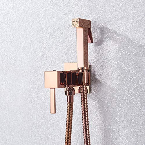 MINJING Bidet Faucet Brass Shower Tap Washer Mixer Cold Hot Water Mixer Crane Square Shower Sprayer Head Tap Toilet Faucets Gold Polish