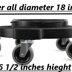 Commercial Round Trash Can Dolly with Wheels for 20, 32, 44, and 55 Gallon Trash cans Brut Trash Can Dollies with Wheels, HDPE Heavy-Duty Plastic Garbage Can Base Made in America. Pack of 2 (2)