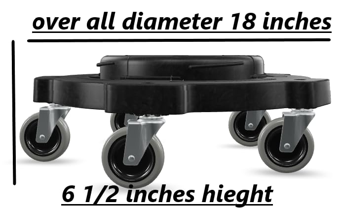 Commercial Round Trash Can Dolly with Wheels for 20, 32, 44, and 55 Gallon Trash cans Brut Trash Can Dollies with Wheels, HDPE Heavy-Duty Plastic Garbage Can Base Made in America. Pack of 2 (2)