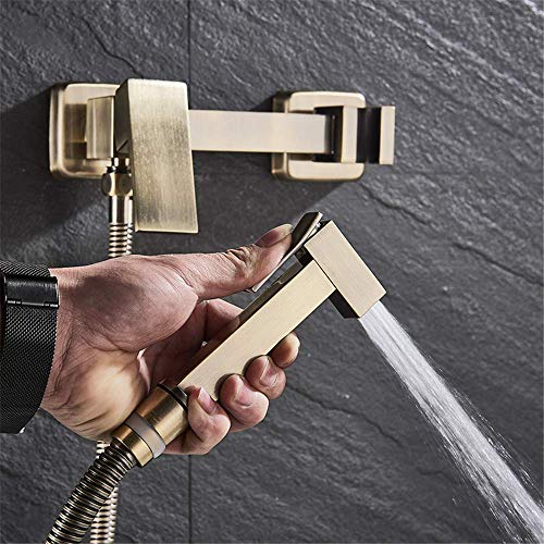 MINJING Water-Tap Bath Shower Systems Bidet Faucets, Antique Bronze Bathroom Shower Tap, Bidet Toilet Sprayer, Toilet Washer Mixer Shower,Antique Bronze B