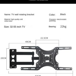 Full Motion TV Monitor Wall Mount Bracket, Articulating Arms Swivel Tilt Extension Rotation for Most 26-55 Inch LED LCD Flat Curved Screen TVs & Monitors, Max Hold up to 99lbs.