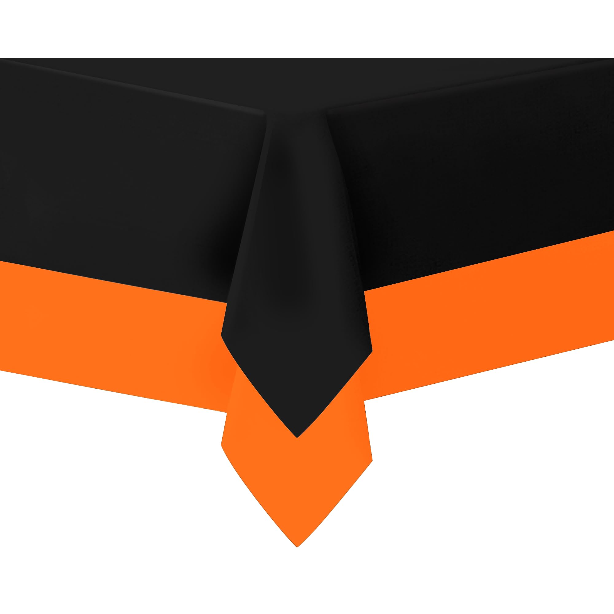 Amcrate Rectangular Plastic Black Orange Reusable Tablecloth Cover Pack of 2 - Ideal for Halloween Party, Weddings, Party’s, Birthdays, Dinners, Lunch’s, Or for Any Tableware Use, (54" x 108")