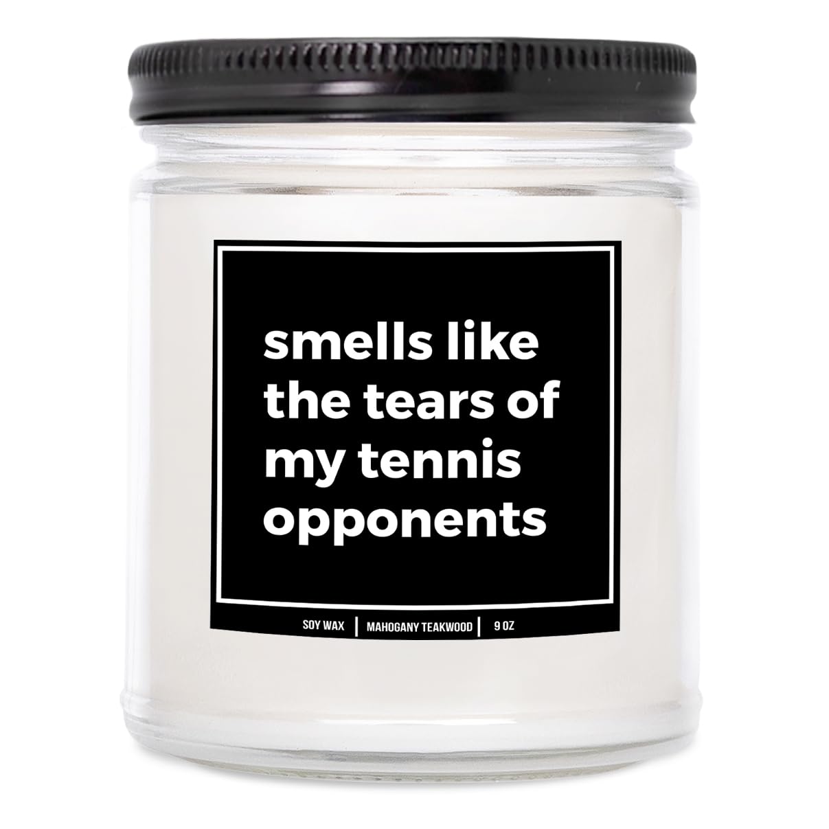 YouNique Designs Funny Tennis Gifts 9oz Candle, Gifts for Tennis Players, Gifts for Tennis Lovers- Cute Tennis Gifts for Women, Men - Tennis Themed Gifts, Tennis Gift Ideas (Mahogany Teakwood)