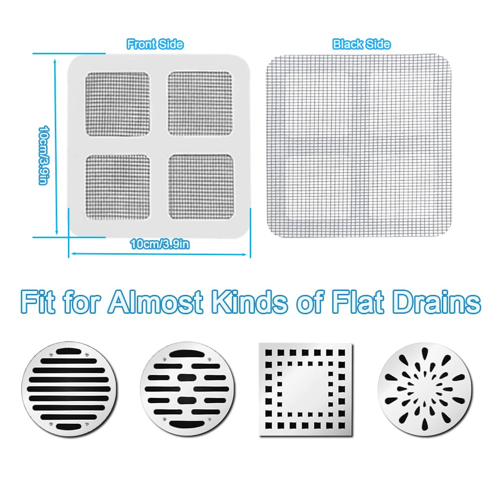 HANTAQ 50 Pack Disposable Drain Strainers, Invisible Hair Catcher, Shower Drain Cover Stickers, Sink Drain Mesh Strainer for Bathtub Bathroom Laundry Kitchen