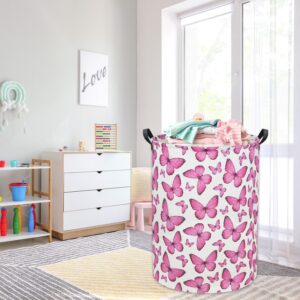 HIYAGON Butterfly Baby Laundry Basket Baby Hamper for Nursery Girl Kids Pink Hamper Cute Kids Toys Storage Bin Organizer Animal Room Decor for Home(Butterfly)