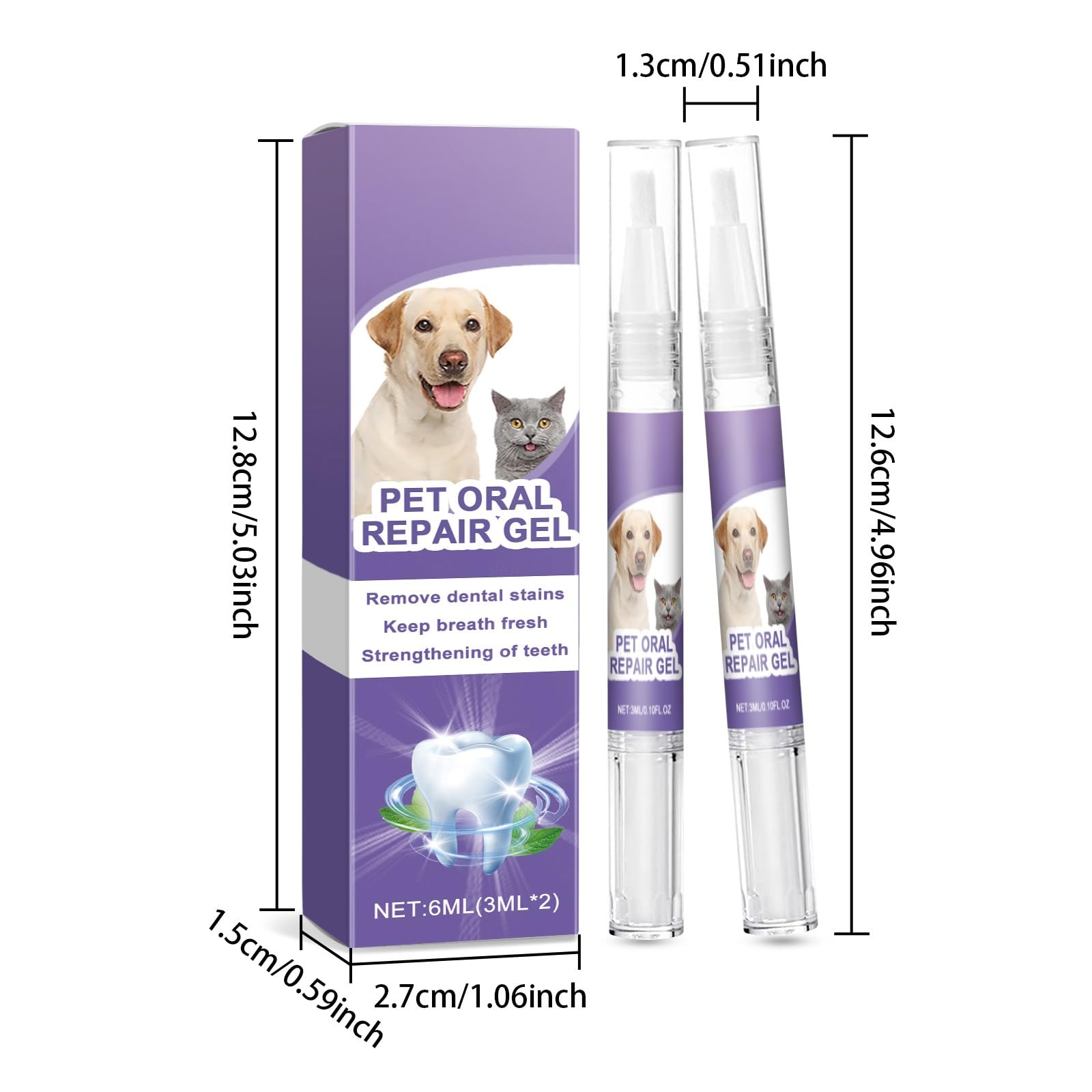 Pet Oral Repair Gel, Pet Oral Restorative White Gel, Eliminate Breath, Targets Tartars, Without Brushing, Pet Teeth Whitening, Pet Breath Freshener Gel Care Cleaner (2Pcs)