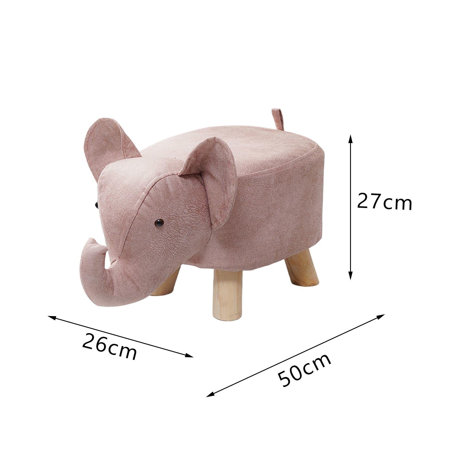 Animal Footstool Elephant Bench, Portable Shoes Changing Cute Storage, Wood Ottoman Stool Sofa Tea Stool for Decor, Bedroom, Living Rooms Indoor, Pink